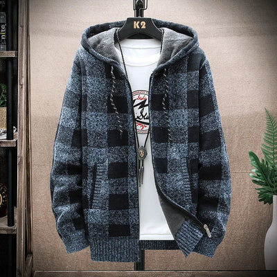 Winterjacke mit KIarierter Kapuze für Herren