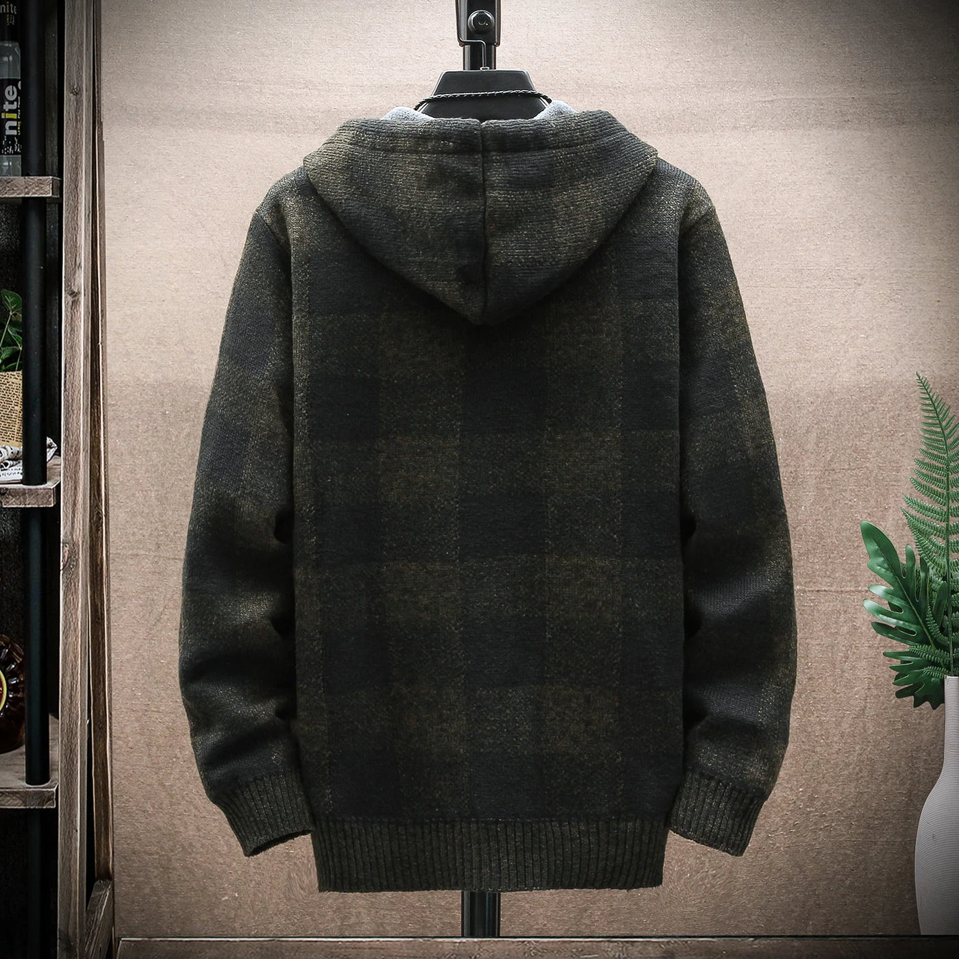 Winterjacke mit KIarierter Kapuze für Herren