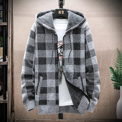 Winterjacke mit KIarierter Kapuze für Herren