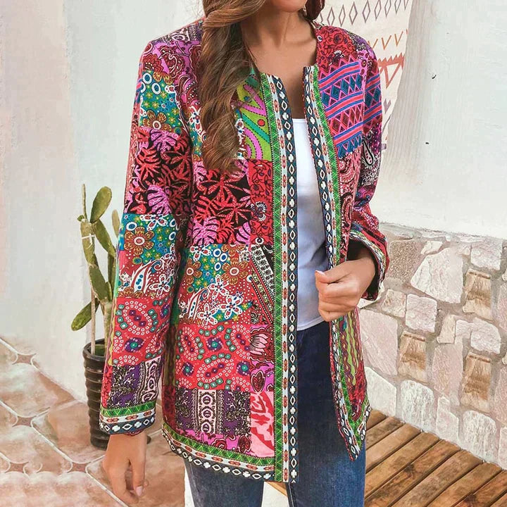Geblümte Patchwork-Jacke für Damen