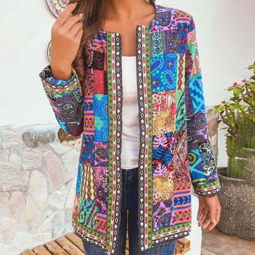 Geblümte Patchwork-Jacke für Damen