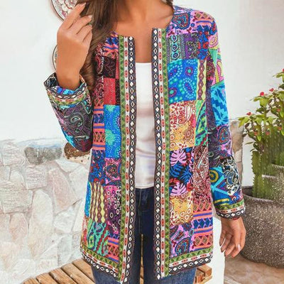Geblümte Patchwork-Jacke für Damen