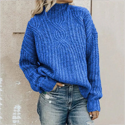 Gemütlicher Strickpullover mit V-Ausschnitt für Frauen