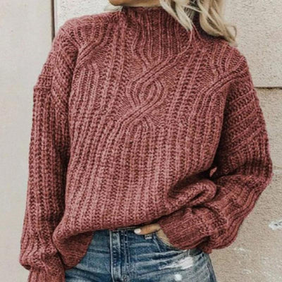 Rollkragenpullover aus Zopfstrick für Frauen