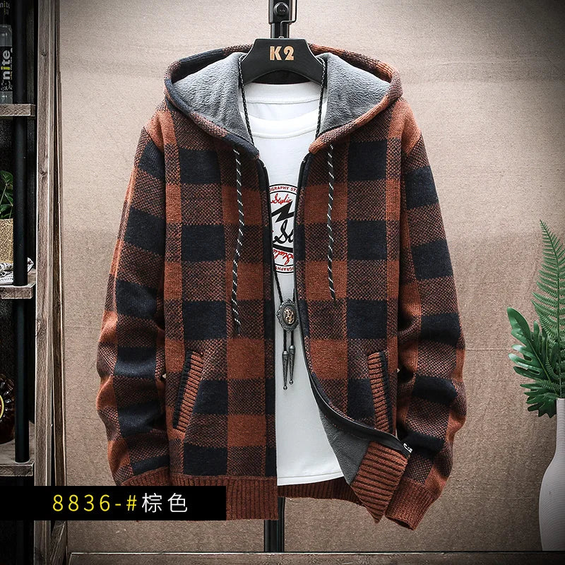 Winterjacke mit KIarierter Kapuze für Herren