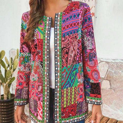 Geblümte Patchwork-Jacke für Damen