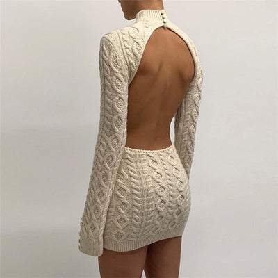 Faelan™ | Gestricktes Minikleid mit Cut-Out auf der Rückseite