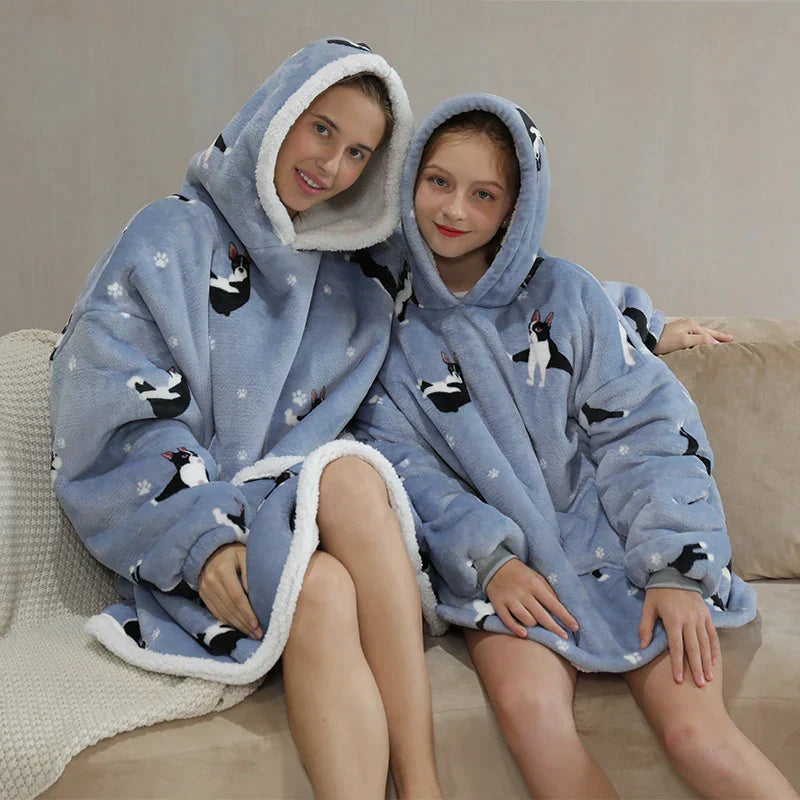 Kapuzenpulli mit Decke für Mutter und Tochter