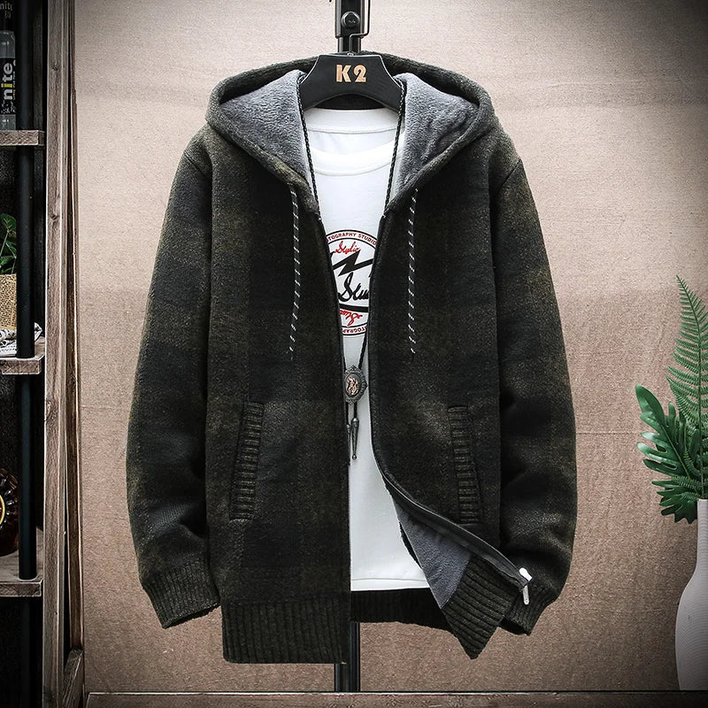 Winterjacke mit KIarierter Kapuze für Herren