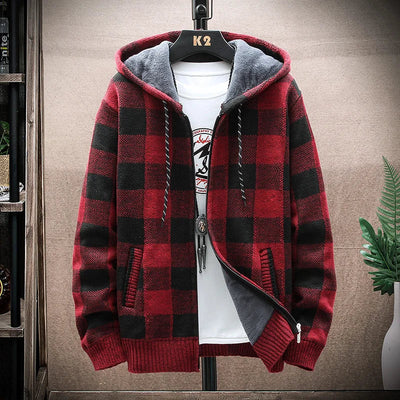 Winterjacke mit KIarierter Kapuze für Herren