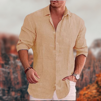 Hemd mit Knopfleiste - Lässiges Herrenhemd mit langen Ärmeln und Umlegekragen