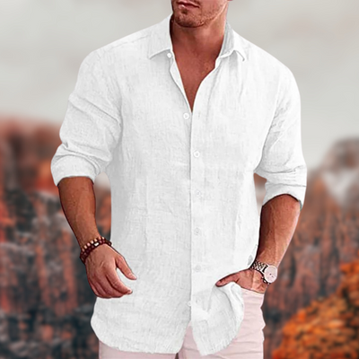 Hemd mit Knopfleiste - Lässiges Herrenhemd mit langen Ärmeln und Umlegekragen