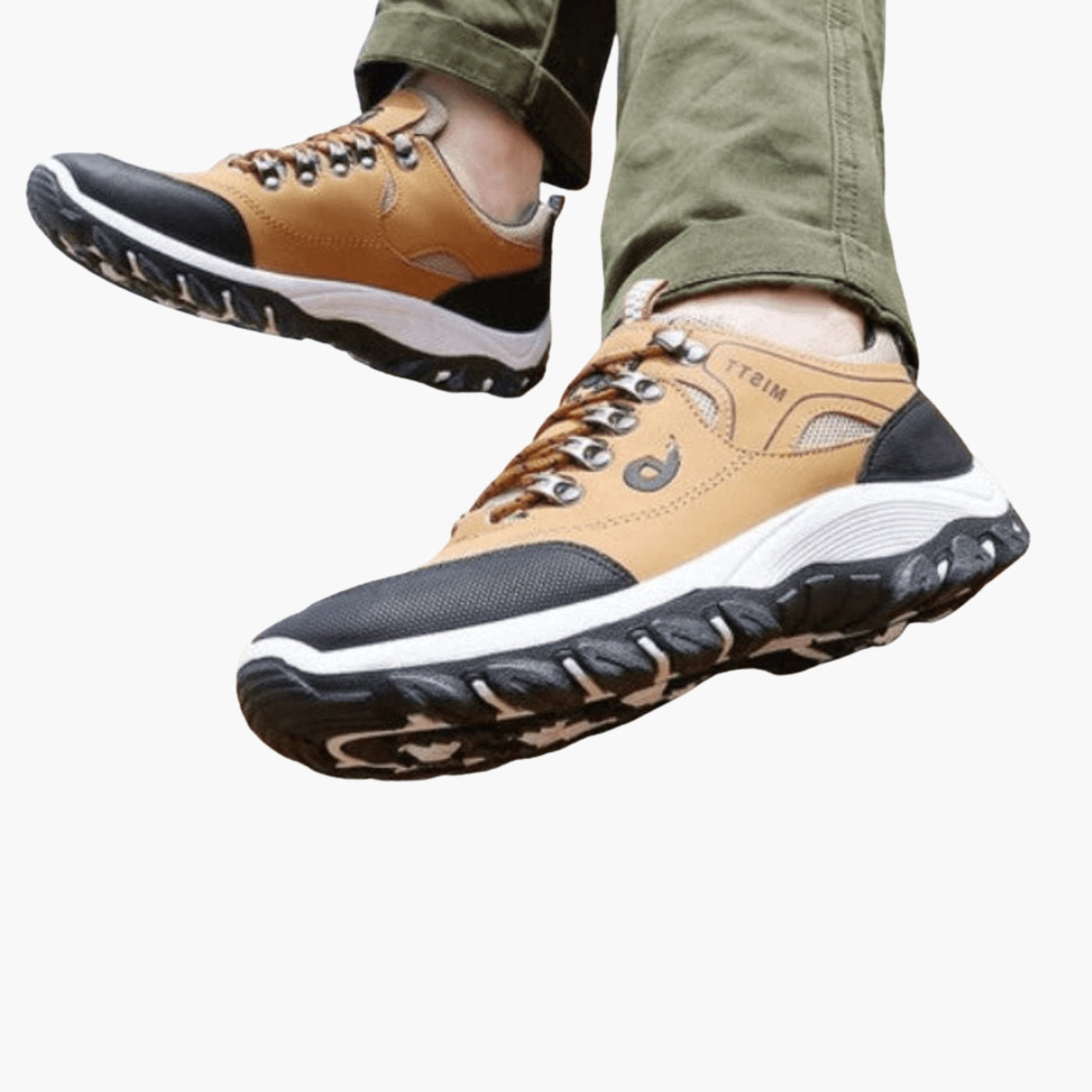 Herren Trekking Schuhe mit Schnürung und profilierter Gummisohle