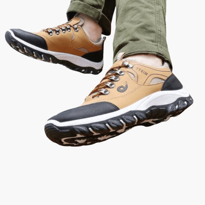 Herren Trekking Schuhe mit Schnürung und profilierter Gummisohle