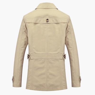 Herren Trench coat mit Knopfverschluss und Taschen Details