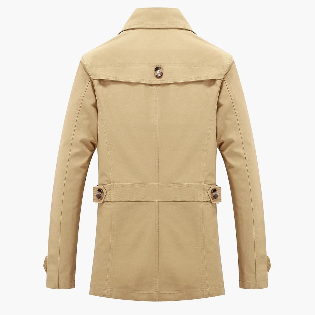 Herren Trench coat mit Knopfverschluss und Taschen Details