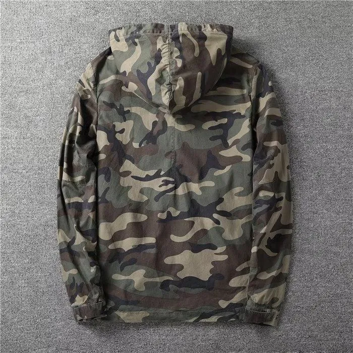 Jeansjacke für Herren - Camouflage Sommerjacke mit Kapuze