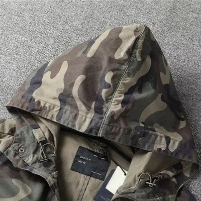 Jeansjacke für Herren - Camouflage Sommerjacke mit Kapuze