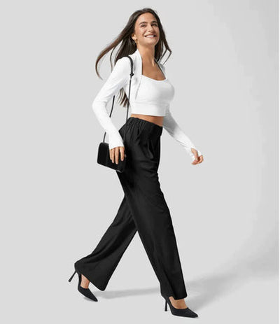 Palazzohosen für Damen - Elegante Weite Sommerhosen mit Gummizug für den Sommer