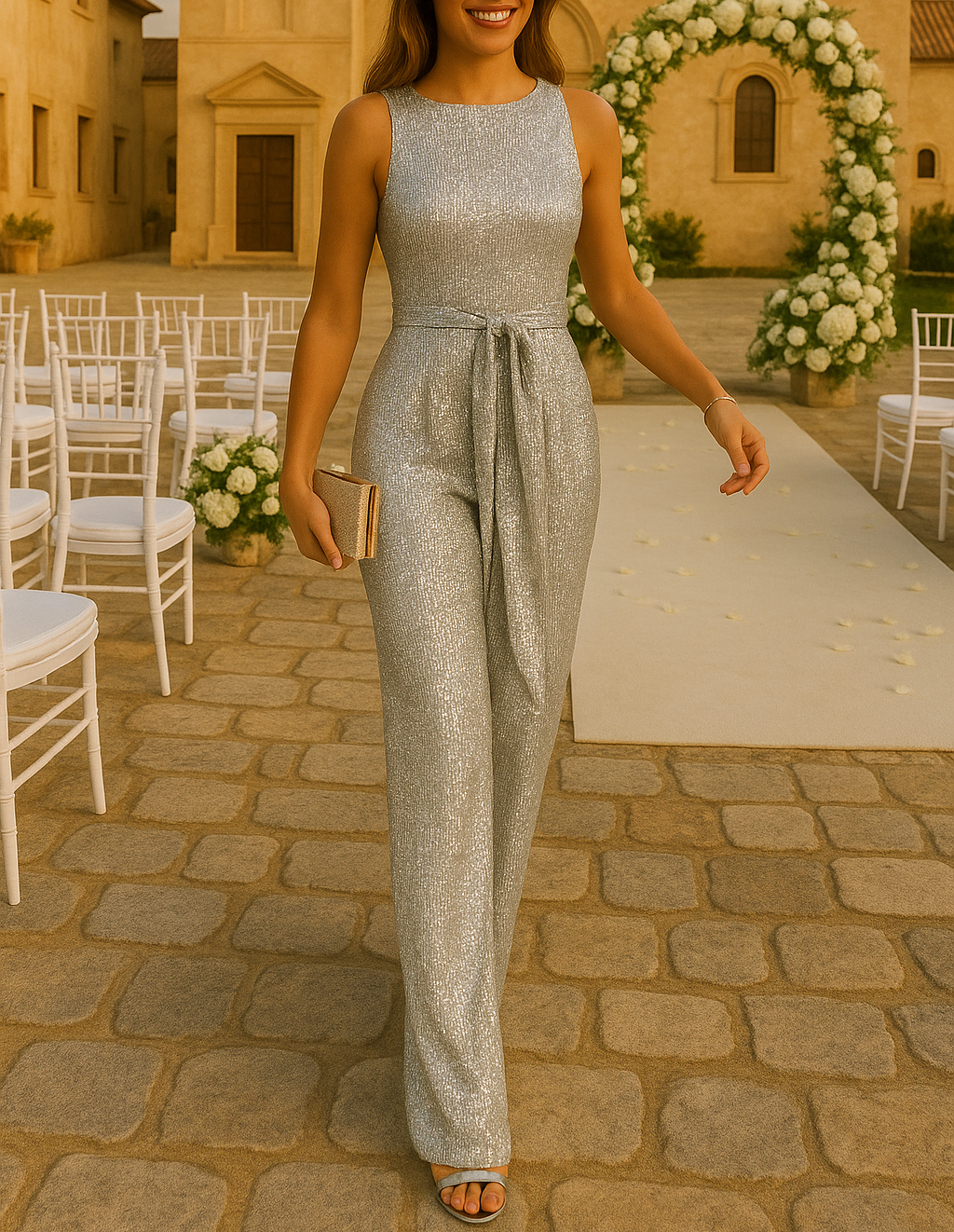 Jumpsuit für Damen - Festliche Glitzer Jumpsuit für Sommerhochzeiten