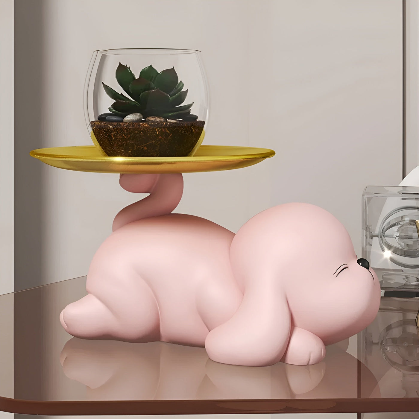 Dekorativer Hundenapfhalter mit Tablett