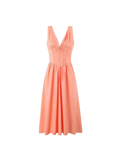 Ariana - Midikleid mit V-Ausschnitt, Korsett und ausgestelltem Rock