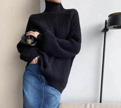 Eleganter Schwarzer Rollkragenpullover für Damen
