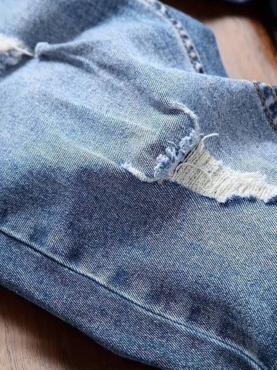 Jeans - Herren Zerrissen Dehnen chlank Passform Jeans