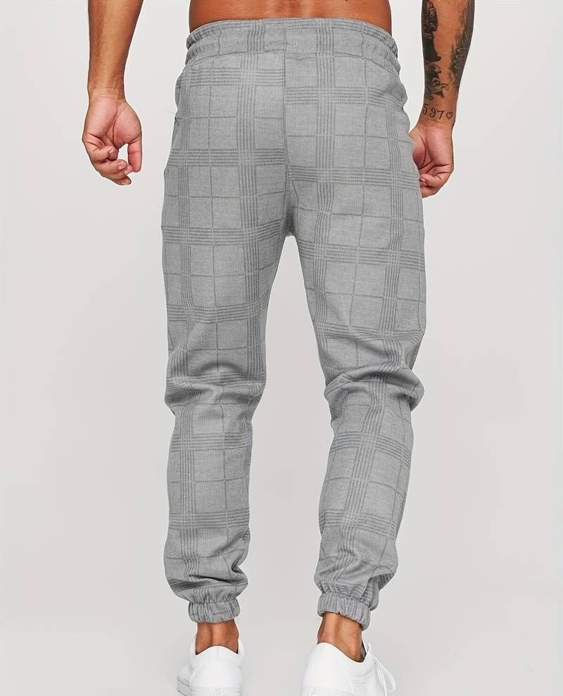 Jogger | Elastische Taille | Kordelzug | Karierte Hose | Herrenhose