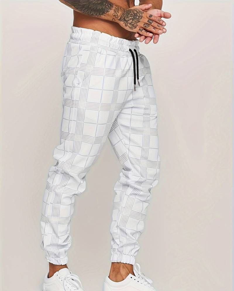 Jogger | Elastische Taille | Kordelzug | Karierte Hose | Herrenhose