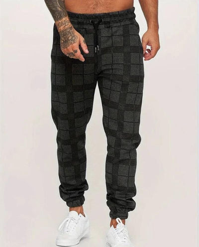 Jogger | Elastische Taille | Kordelzug | Karierte Hose | Herrenhose