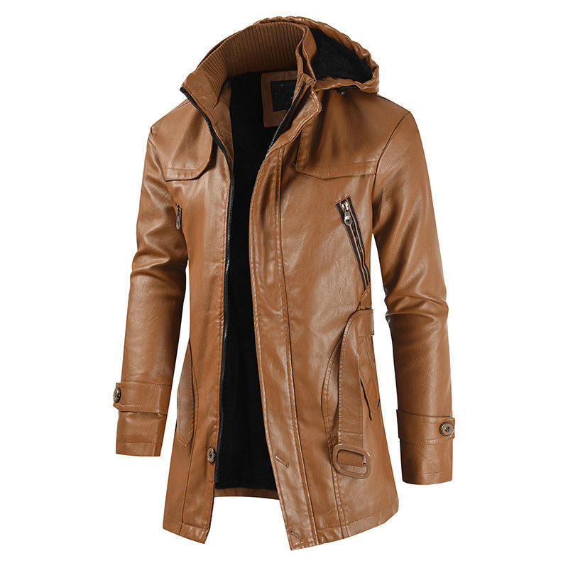 Doppelkragen-Lederjacke für Männer