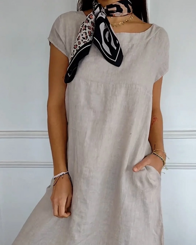 Luftiges Damen Baumwollkleid - Sommerlich weißes Design mit praktischen Taschen