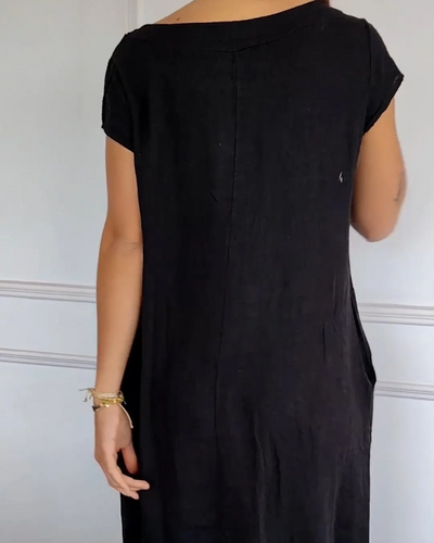 Luftiges Damen Baumwollkleid - Sommerlich weißes Design mit praktischen Taschen