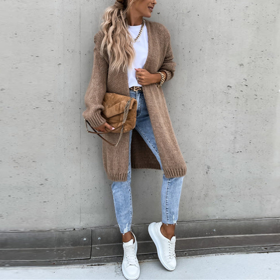 Schicke lange Strickjacke für Damen