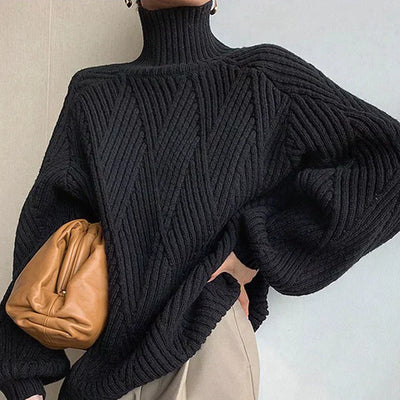 Eleganter Schwarzer Rollkragenpullover für Damen