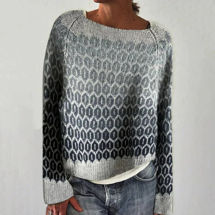 Grauer Pullover mit Wabenmuster für Damen