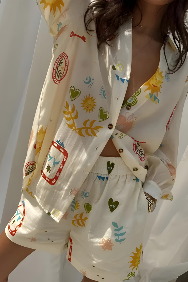 Lacey™ | Langarm- und Shorts-Set