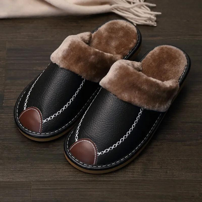 Lederpantoffeln | Pelz | Rutschfest | Hausschuhe | Winterschuhe