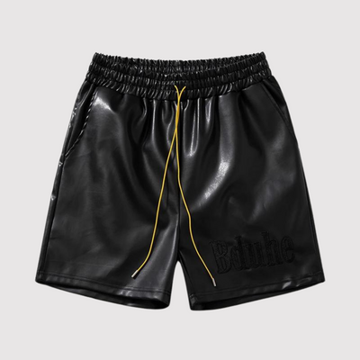 Ledershorts - Kordelzug - Elastische Taille - Shorts für Männer - Männerkleidung