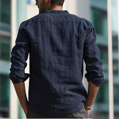 Leinenhemd | Brusttasche | Halber Knopf | Langarm | Herrenhemd