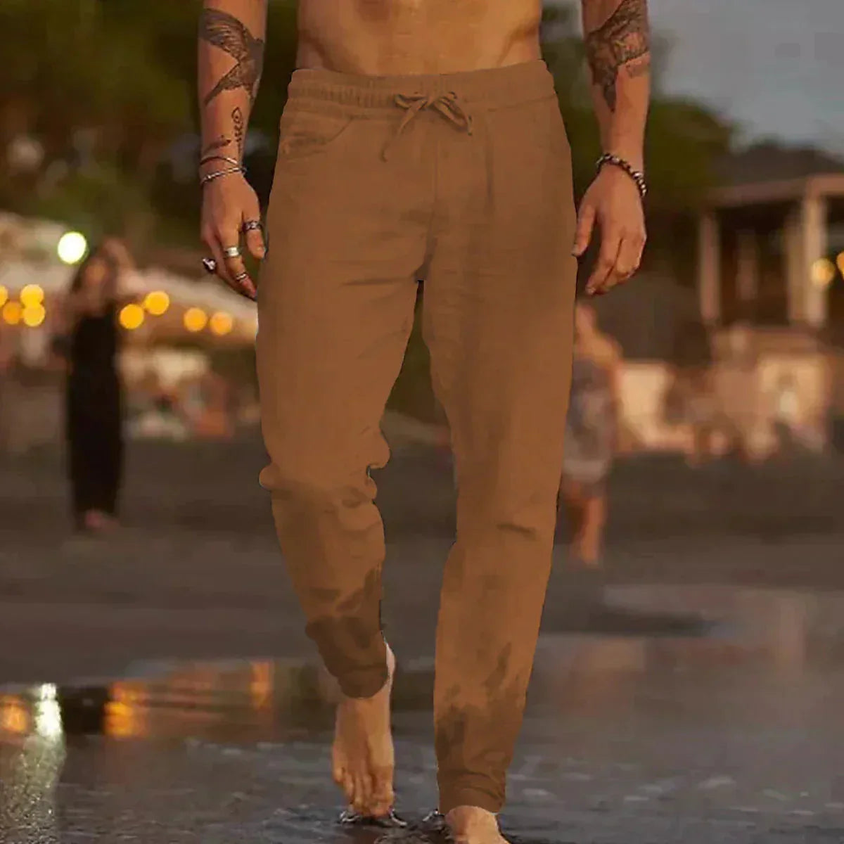 Leinenhose - Drawsting - Elastische Taille - Sommerhosen - Herrenbekleidung aus Leinen