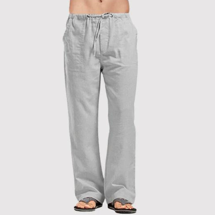 Leinenhose – Herren-Sommerhose mit geradem Bein, lockerer Passform und Kordelzug