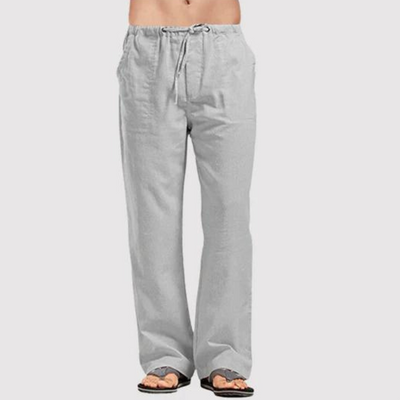 Leinenhose – Herren-Sommerhose mit geradem Bein, lockerer Passform und Kordelzug