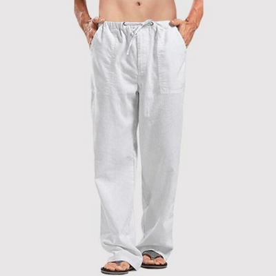 Leinenhose – Herren-Sommerhose mit geradem Bein, lockerer Passform und Kordelzug
