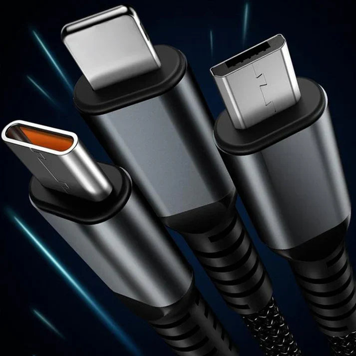 3-in-1 Superschnelles Sommer-Ladekabel | Transparent, leuchtend und universell für schnelles Laden