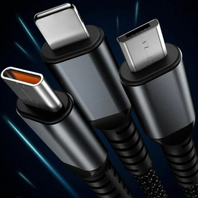 3-in-1 Superschnelles Sommer-Ladekabel | Transparent, leuchtend und universell für schnelles Laden