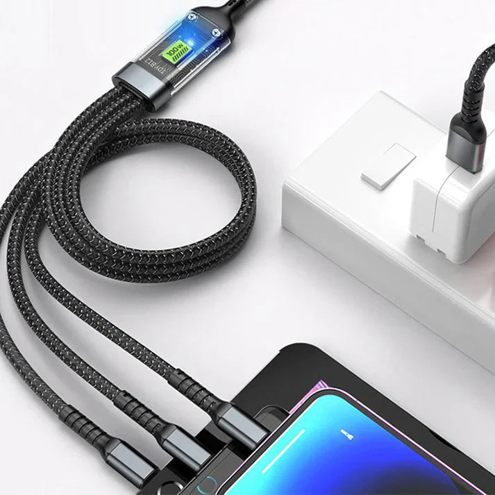 3-in-1 Superschnelles Sommer-Ladekabel | Transparent, leuchtend und universell für schnelles Laden