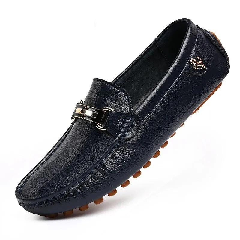 Loafers aus Leder - Rutschfeste Herren Slipper mit Metallschnalle