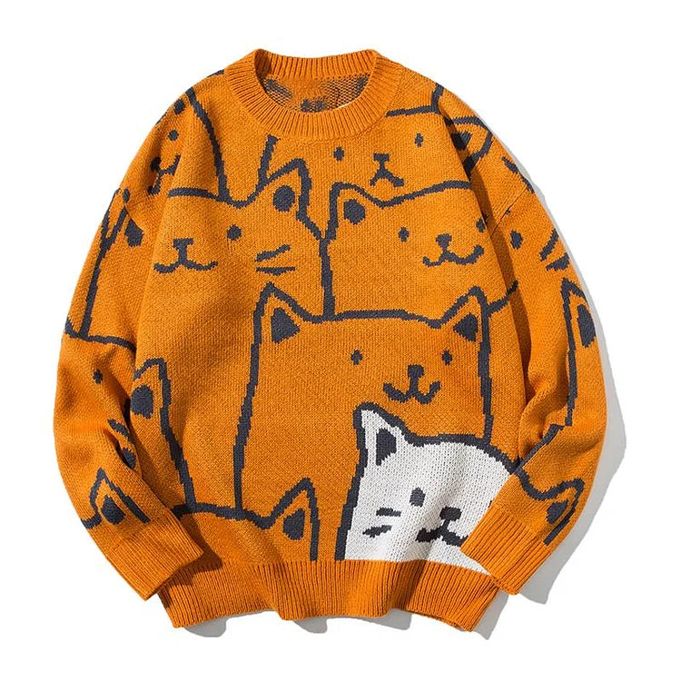 Strickpullover  mit Katzenmotiv für Frauen